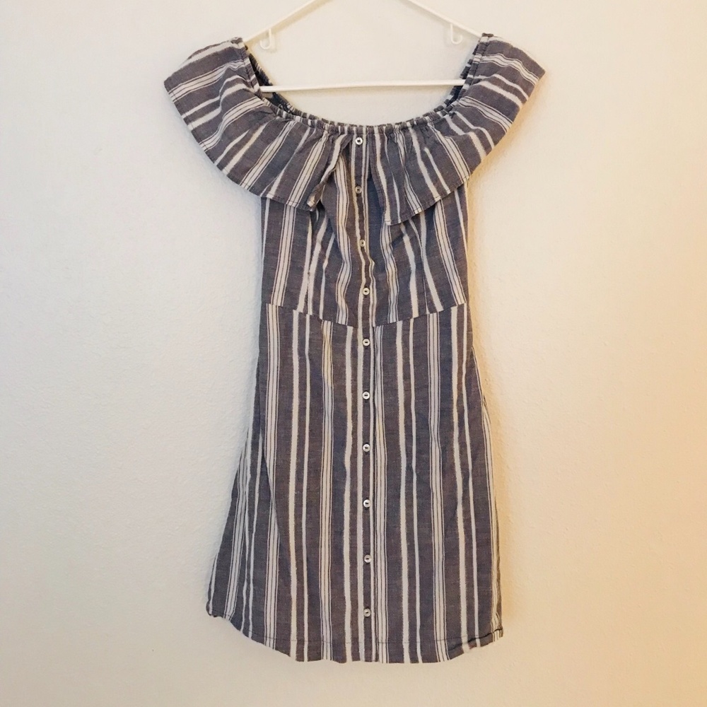 Laced Blue Striped Dress in White main image 0